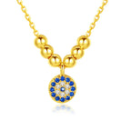 925 Silber Halskette mit runden Elementen und Anhänger in blau