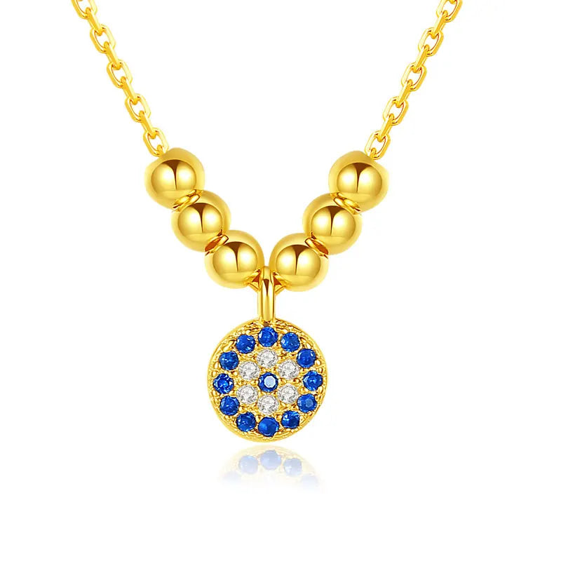 925 Silber Halskette mit runden Elementen und Anhänger in blau