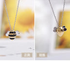 Damen 925 Sterling Silber Bienen-Halskette mit Cubic Zirconia