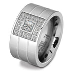 Frauenring aus Edelstahl mit Zirkonsteine in eleganter Steinoptik silber Variante 2