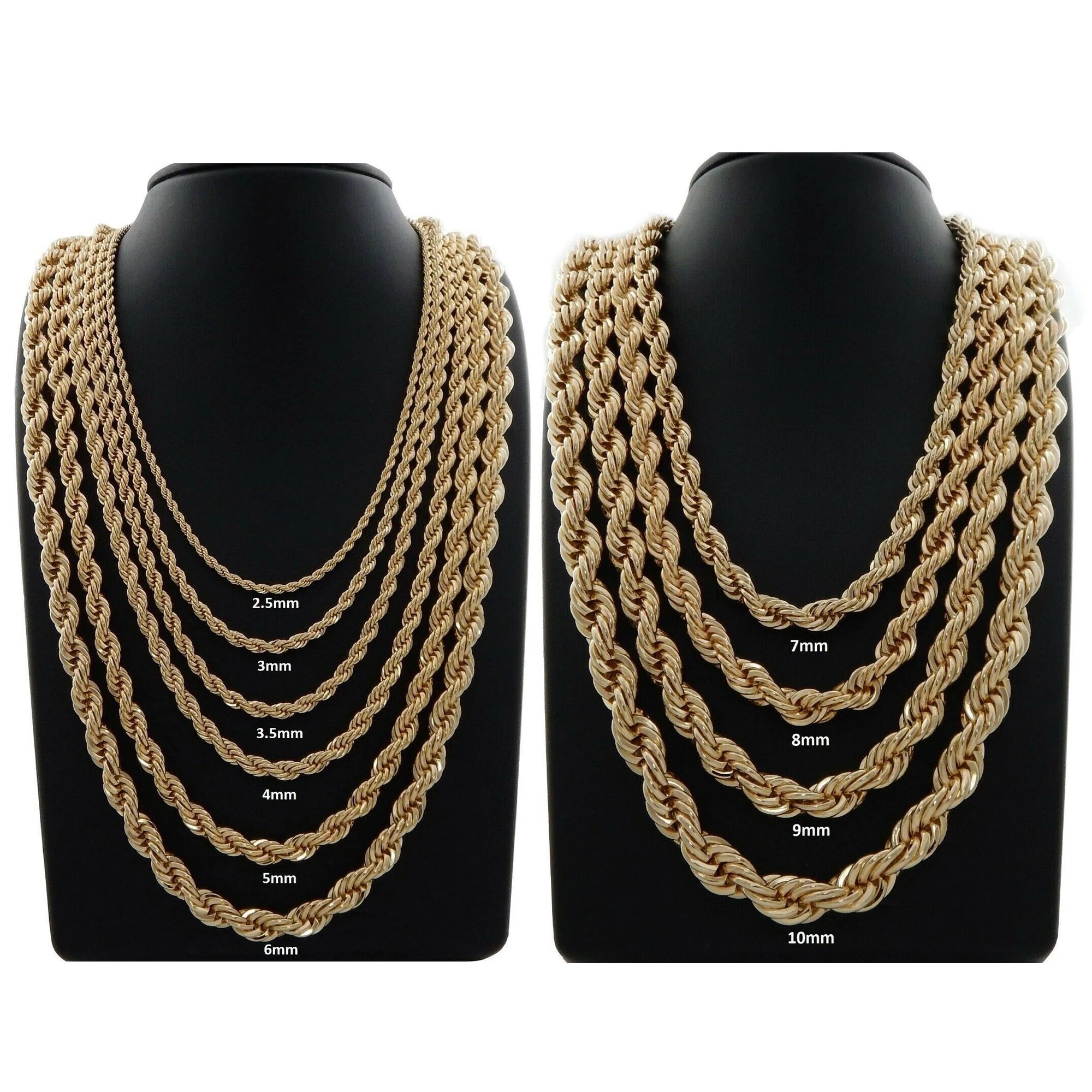 Twisted Rope Necklace in Gold-Plated Stainless Steel 5 mm