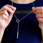 Damen Silberkette mit Rhodium Ring-Anhänger - 45 cm Länge ohne Anhänger