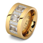 Frauenring aus Edelstahl mit Zirkonsteine in eleganter Steinoptik in gold