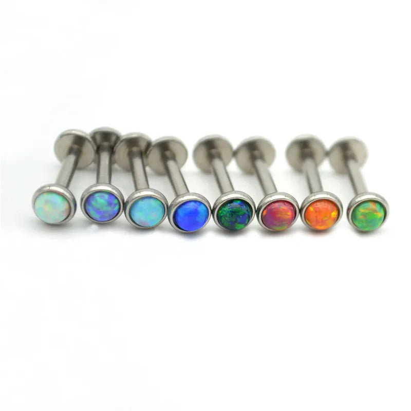 Opalstein-Labret Stecker  - Funkelnder Körperschmuck - in sämtlichen Farben