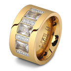 Frauenring aus Edelstahl mit Zirkonsteine in eleganter Steinoptik in gold