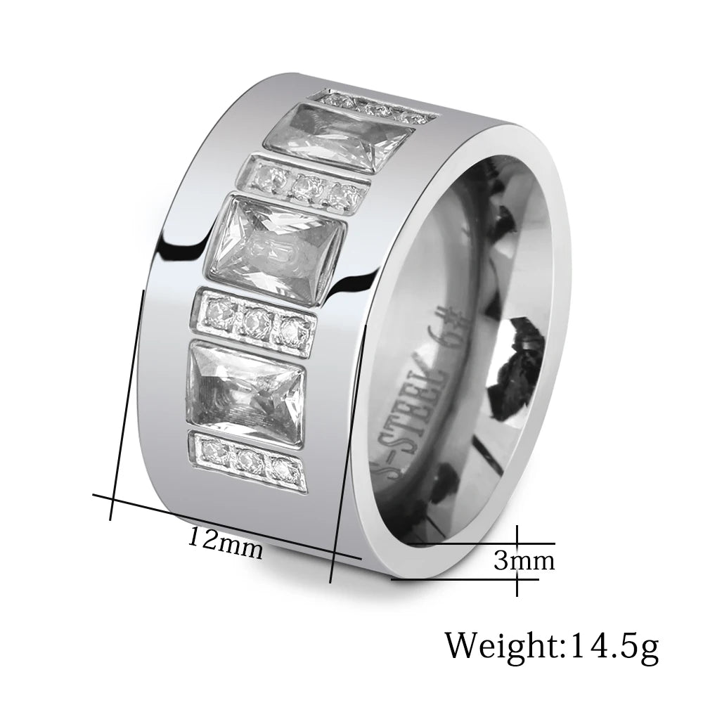 Frauenring aus Edelstahl mit Zirkonsteine in eleganter Steinoptik in silber