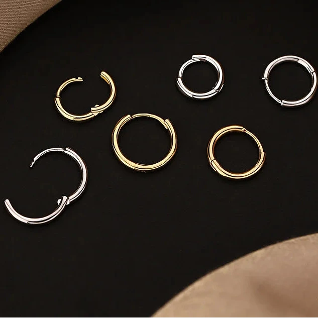 Glänzende Creolen Ohrringe 925 Silber goldfarben - 3 Größen