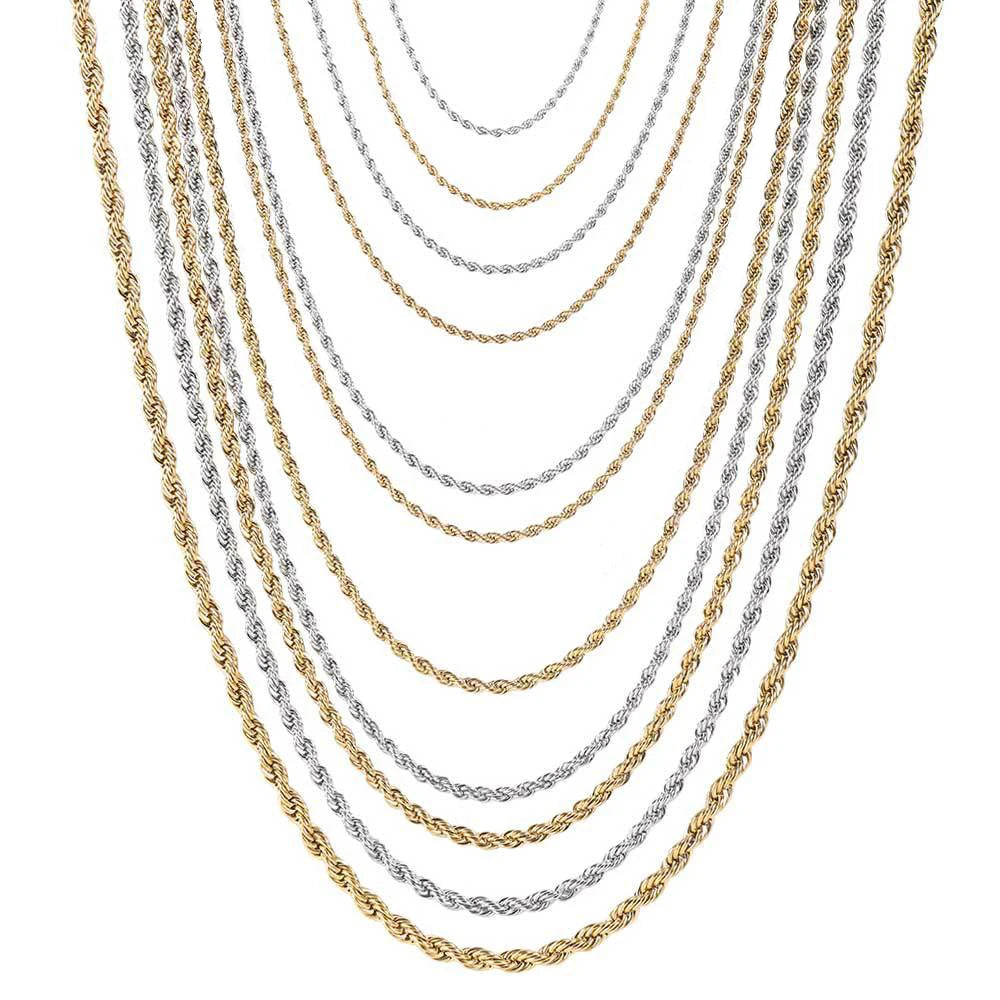 Twisted Rope Necklace in Gold-Plated Stainless Steel 5 mm