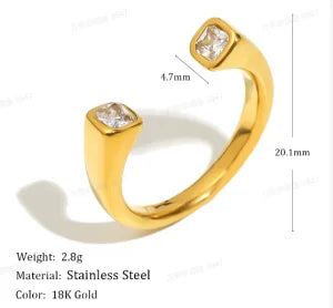 Cocktailring - Ring offen 18k Vergoldung und Zirkoniastein - verschiedene Varianten