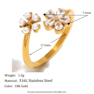 Cocktailring - Ring offen 18k Vergoldung und Zirkoniastein - verschiedene Varianten