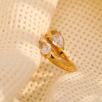 Cocktailring - Ring offen 18k Vergoldung und Zirkoniastein - verschiedene Varianten