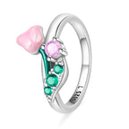 Original 925er Sterlingsilber, rosa herzförmige Kronenringe - Teil2