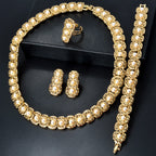 Luxus-Schmuckset für Damen im Dubai-Stil – Elegante Perlen-Halskette mit passendem Armband, Ring und Ohrringen