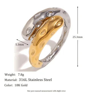 Cocktailring - Ring offen 18k Vergoldung und Zirkoniastein - verschiedene Varianten