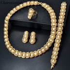 Luxus-Schmuckset für Damen im Dubai-Stil – Elegante Perlen-Halskette mit passendem Armband, Ring und Ohrringen