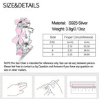 Original 925er Sterlingsilber, rosa herzförmige Kronenringe - Teil2