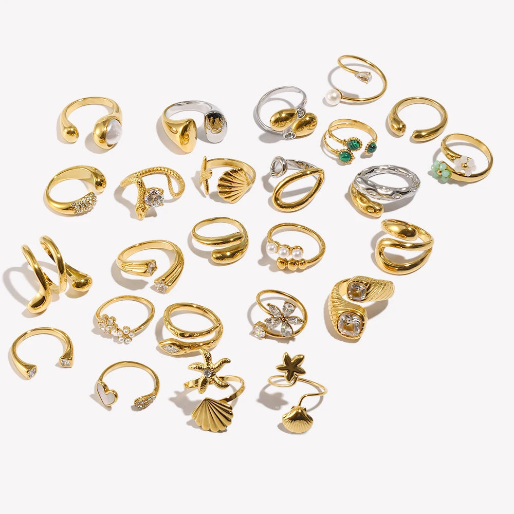 Cocktailring - Ring offen 18k Vergoldung und Zirkoniastein - verschiedene Varianten