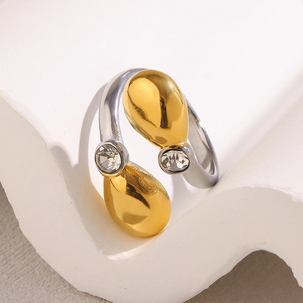 Cocktailring - Ring offen 18k Vergoldung und Zirkoniastein - verschiedene Varianten