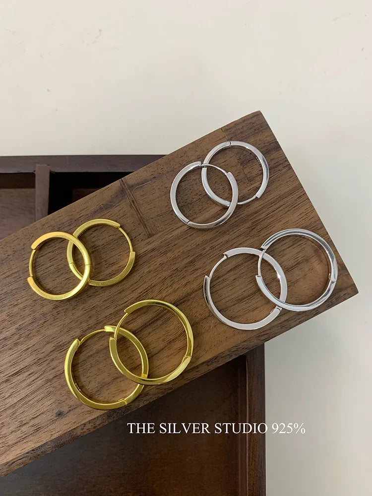 Moderne 925 Sterling Silber Kreis-Ohrringe