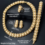 Luxus-Schmuckset für Damen im Dubai-Stil – Elegante Perlen-Halskette mit passendem Armband, Ring und Ohrringen