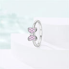 Original 925er Sterlingsilber, rosa herzförmige Kronenringe - Teil2