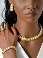 Luxus-Schmuckset für Damen im Dubai-Stil – Elegante Perlen-Halskette mit passendem Armband, Ring und Ohrringen