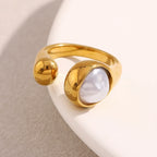 Cocktailring - Ring offen 18k Vergoldung und Zirkoniastein - verschiedene Varianten