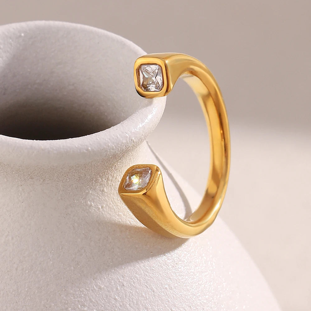 Cocktailring - Ring offen 18k Vergoldung und Zirkoniastein - verschiedene Varianten