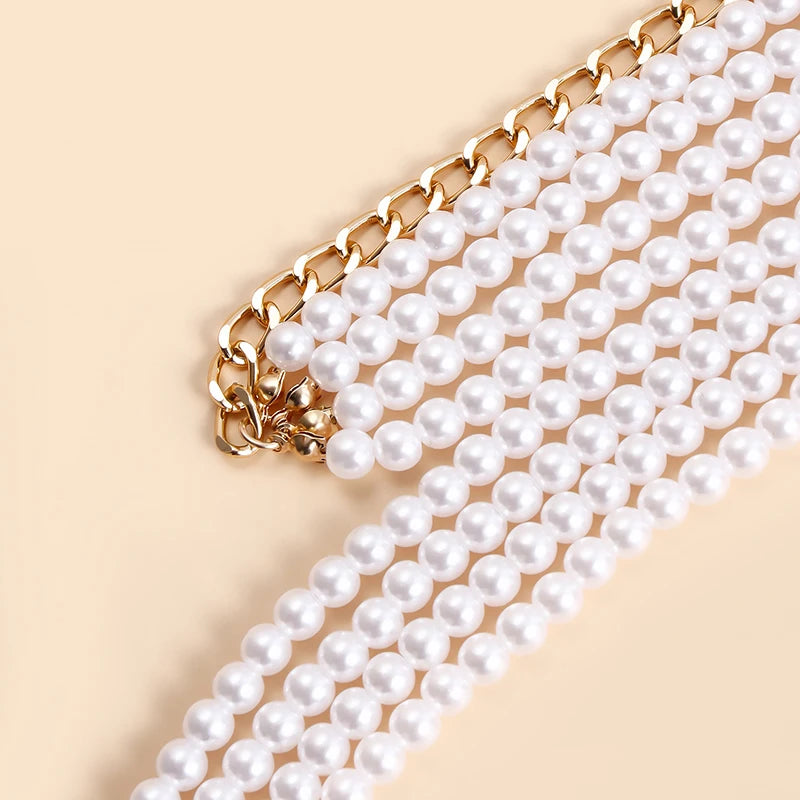 Eleganter Taillengürtel mit Imitationsperlen und Quasten