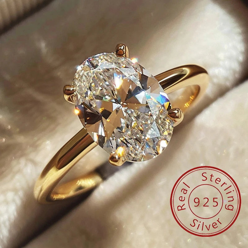 925er Sterlingsilber 1-8 Karat Zirkon wunderschöner glänzender ovaler Steinring für Damen