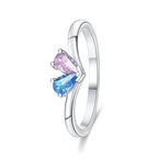 Original 925er Sterlingsilber, rosa herzförmige Kronenringe - Teil 1