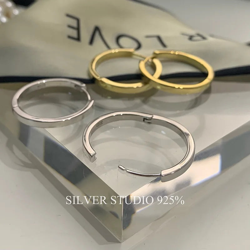Moderne 925 Sterling Silber Kreis-Ohrringe