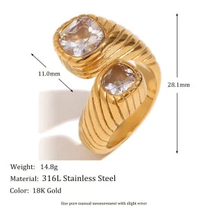 Cocktailring - Ring offen 18k Vergoldung und Zirkoniastein - verschiedene Varianten