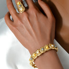 Luxus-Schmuckset für Damen im Dubai-Stil – Elegante Perlen-Halskette mit passendem Armband, Ring und Ohrringen