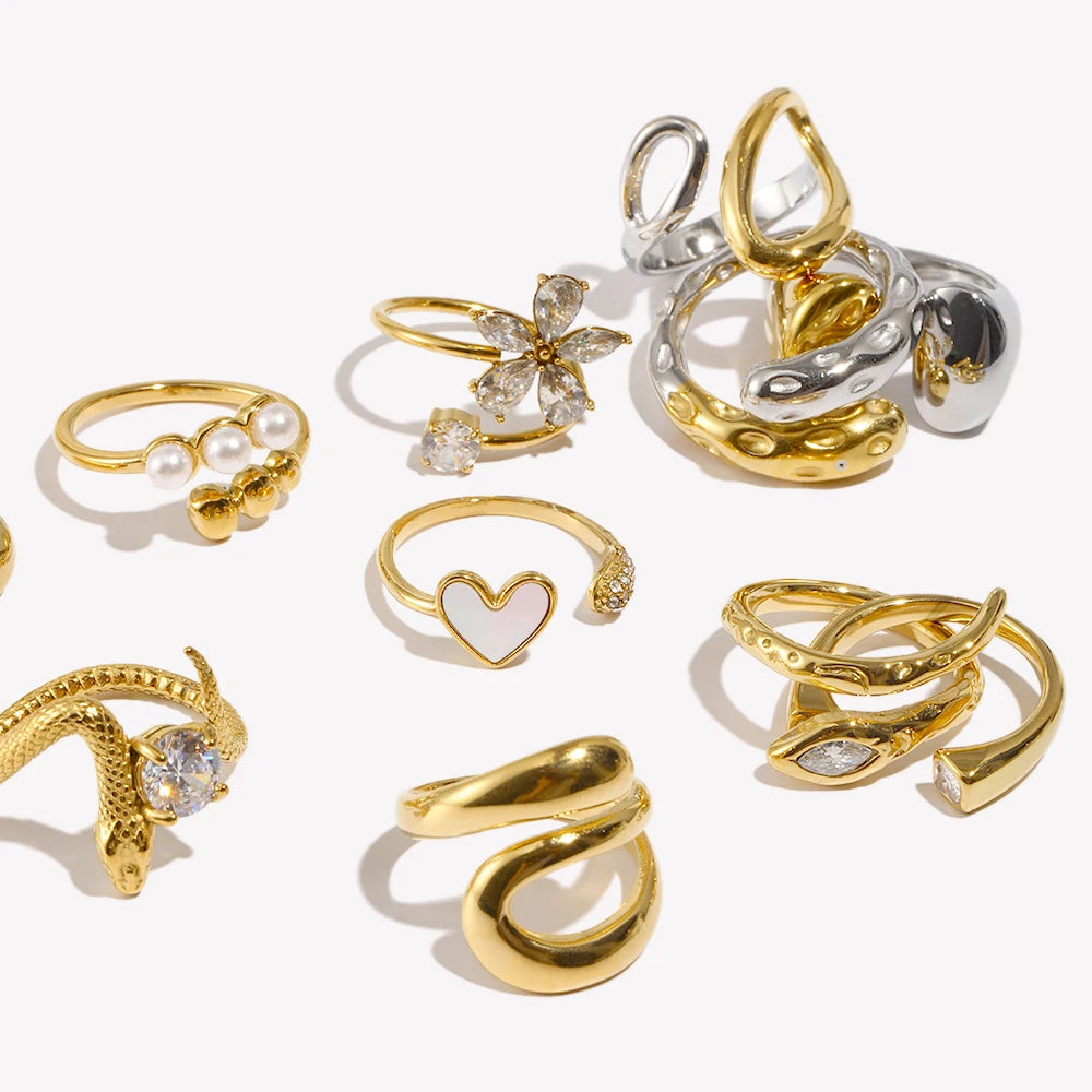 Cocktailring - Ring offen 18k Vergoldung und Zirkoniastein - verschiedene Varianten