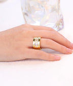 Frauenring aus Edelstahl mit Zirkonsteine in eleganter Steinoptik in gold