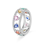 Original 925er Sterlingsilber, rosa herzförmige Kronenringe - Teil 1