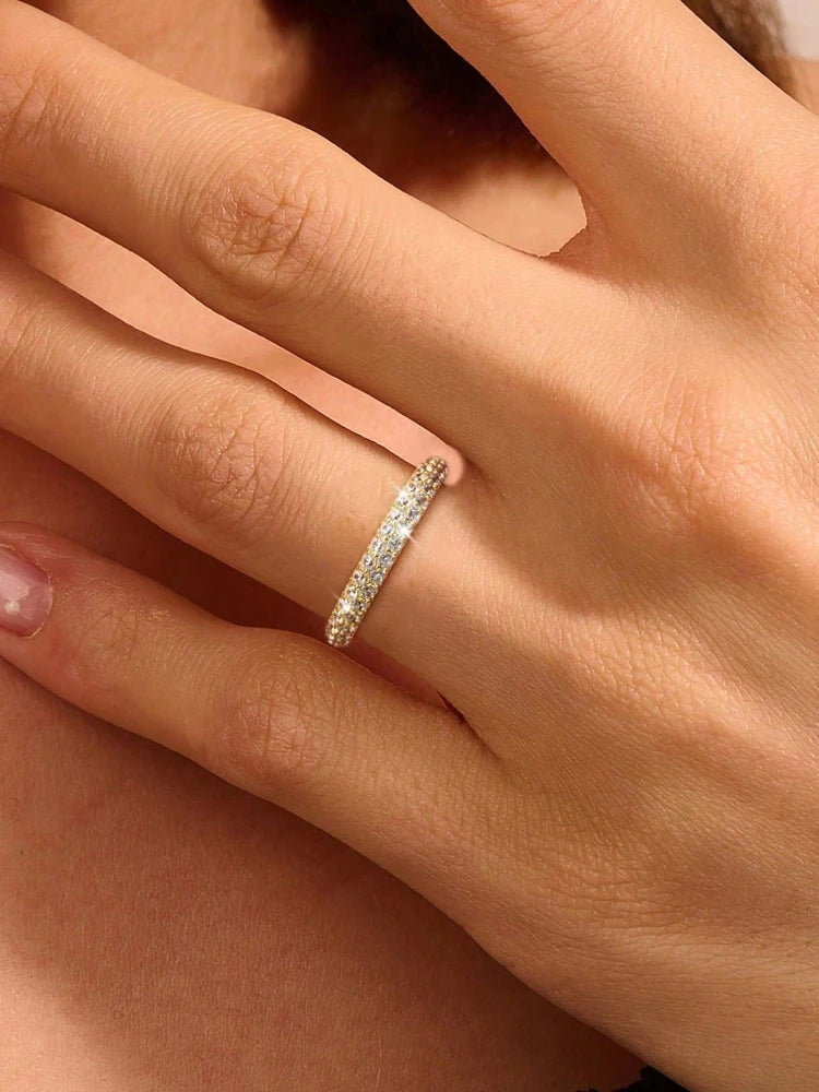 925er-Sterlingsilber, schlicher Ring mit Steinen