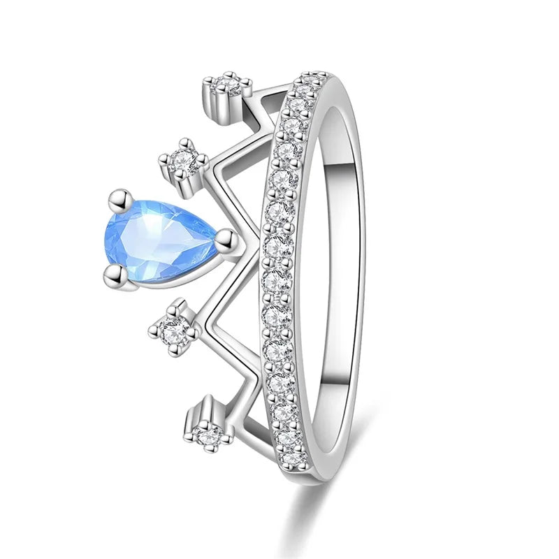 Original 925er Sterlingsilber, rosa herzförmige Kronenringe