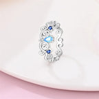 Original 925er Sterlingsilber, rosa herzförmige Kronenringe - Teil2