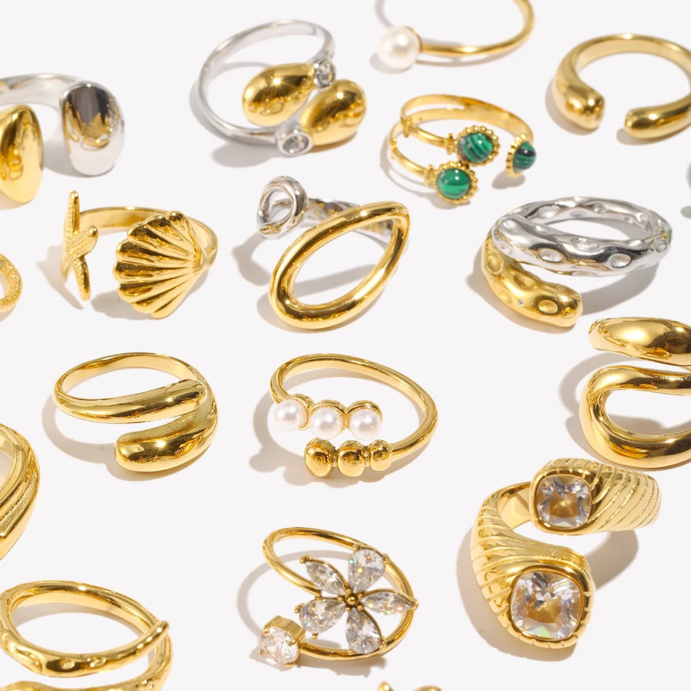 Cocktailring - Ring offen 18k Vergoldung und Zirkoniastein - verschiedene Varianten