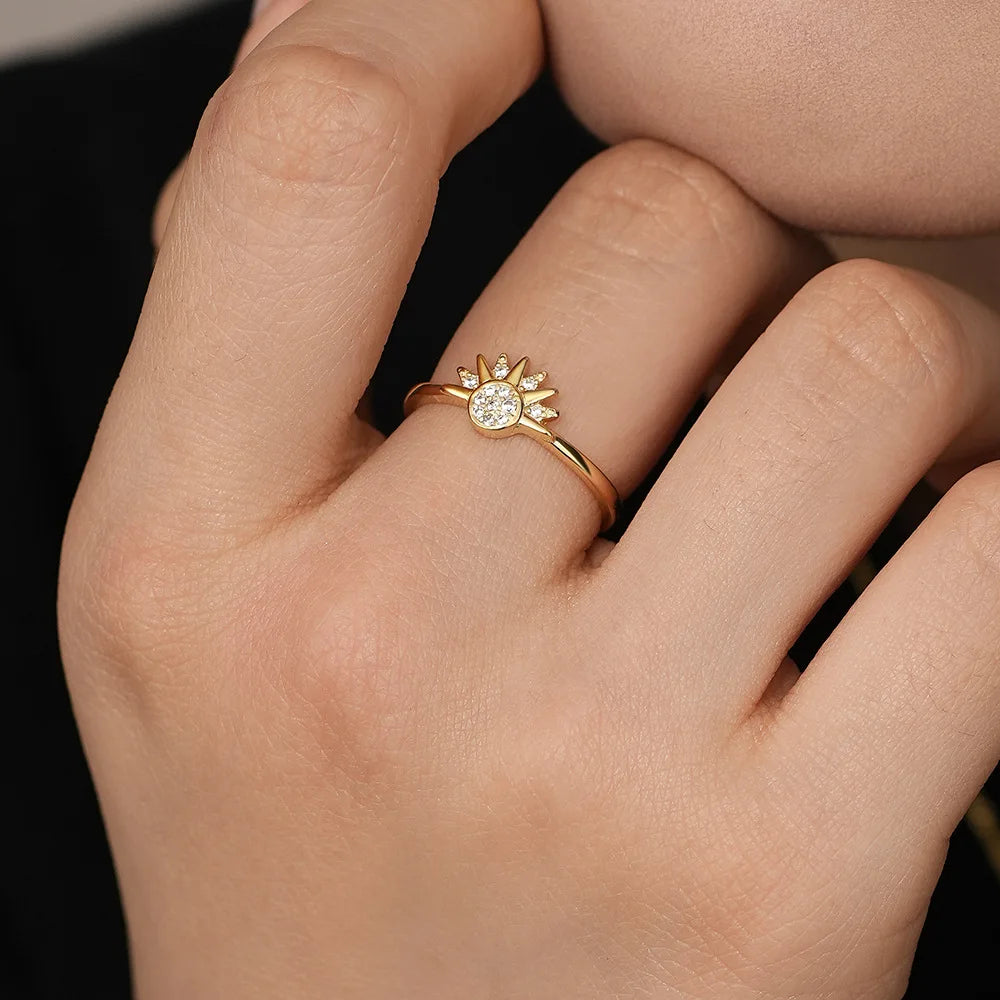 925 Silber Sonne und Mond Paar Ring Set oder einzeln