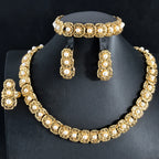 Luxus-Schmuckset für Damen im Dubai-Stil – Elegante Perlen-Halskette mit passendem Armband, Ring und Ohrringen