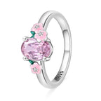 Original 925er Sterlingsilber, rosa herzförmige Kronenringe - Teil2