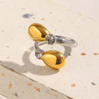 Cocktailring - Ring offen 18k Vergoldung und Zirkoniastein - verschiedene Varianten