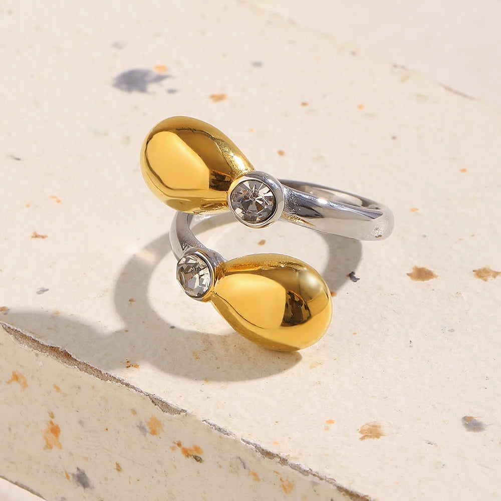 Cocktailring - Ring offen 18k Vergoldung und Zirkoniastein - verschiedene Varianten