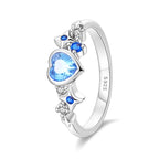 Original 925er Sterlingsilber, rosa herzförmige Kronenringe - Teil 1