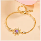 Damenarmband Sun Charms – handgefertigtes, verstellbares Armband mit Zirkonia-Verzierung und feiner Kettenstruktur, modisches mehrlagiges Schmuckstück