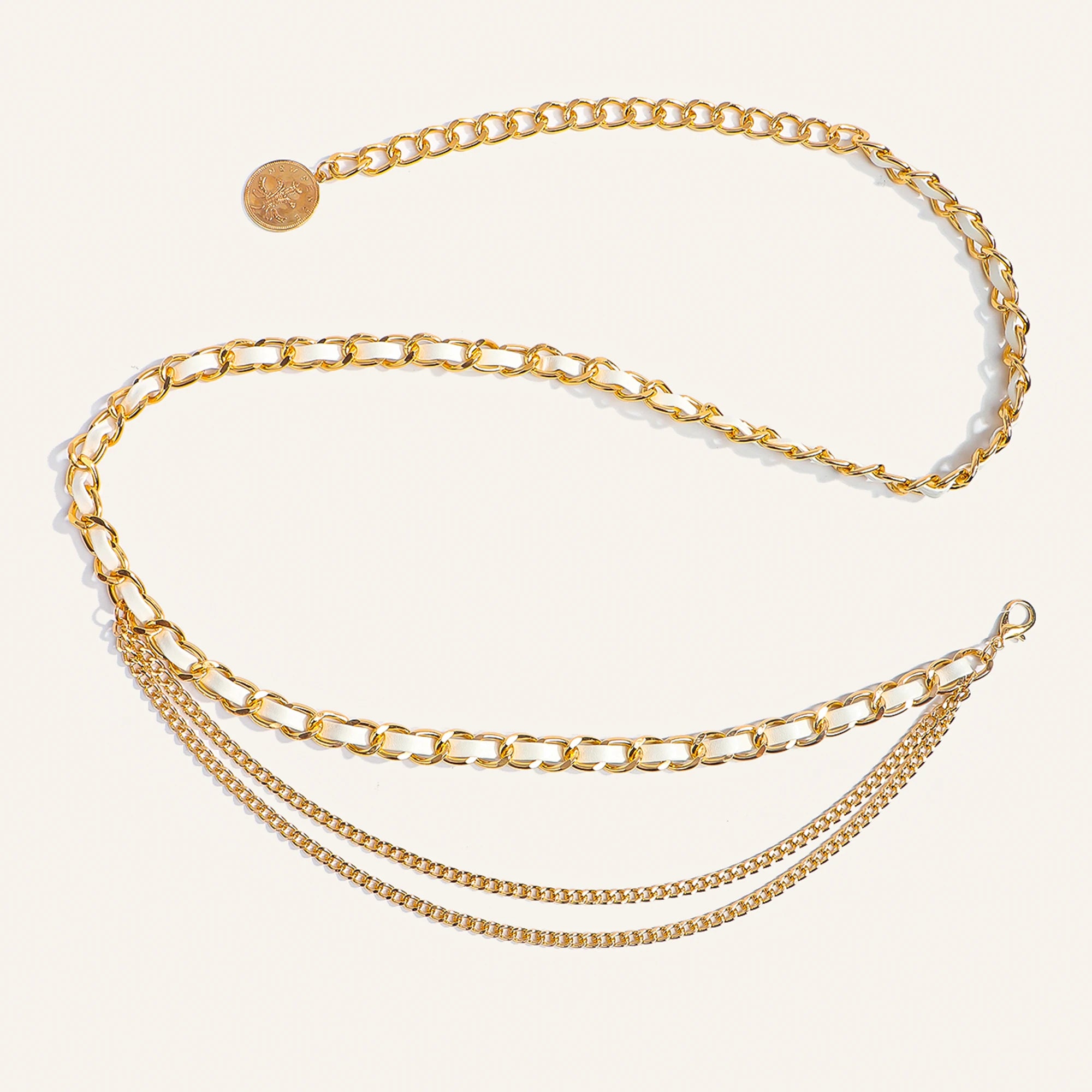 Modische mehrlagige Metall-Taillenkette für Damen, vielseitig einsetzbar als Gürtel- oder Kleid-Accessoire – ideal für trendige und elegante Outfits.
