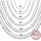 Herren-Halskette aus 925er Sterlingsilber, 2/4/6/8/10/12 mm, 40–75 cm,